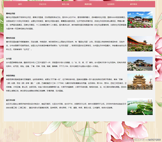 html5期末大作业家乡旅游网站设计山东菏泽6页中国牡丹之都旅游景点
